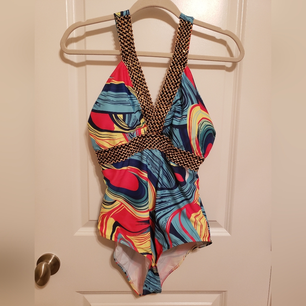 Colorful 1-Piece Swimsuit XXL (Size 14)
